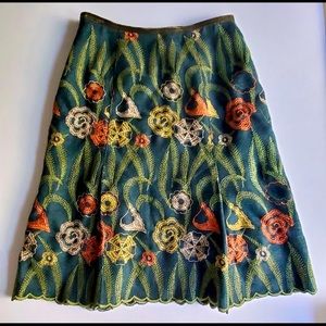 Cynthia Steffe Embroidered Wool Velvet Floral Midi